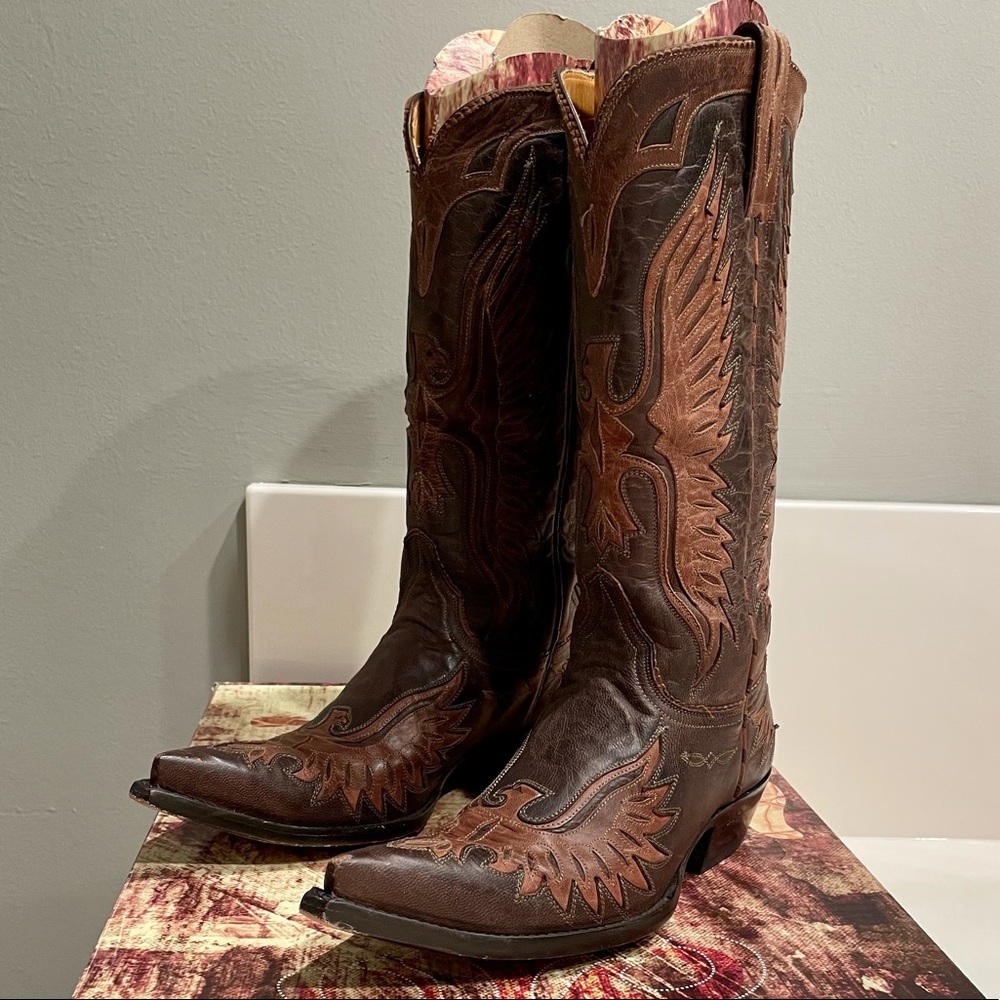 Old Gringo Brown Leather Cowboy Boots. Size 8